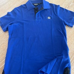 Classic Blue Polo Shirt with Contrasting Collar and good condition
